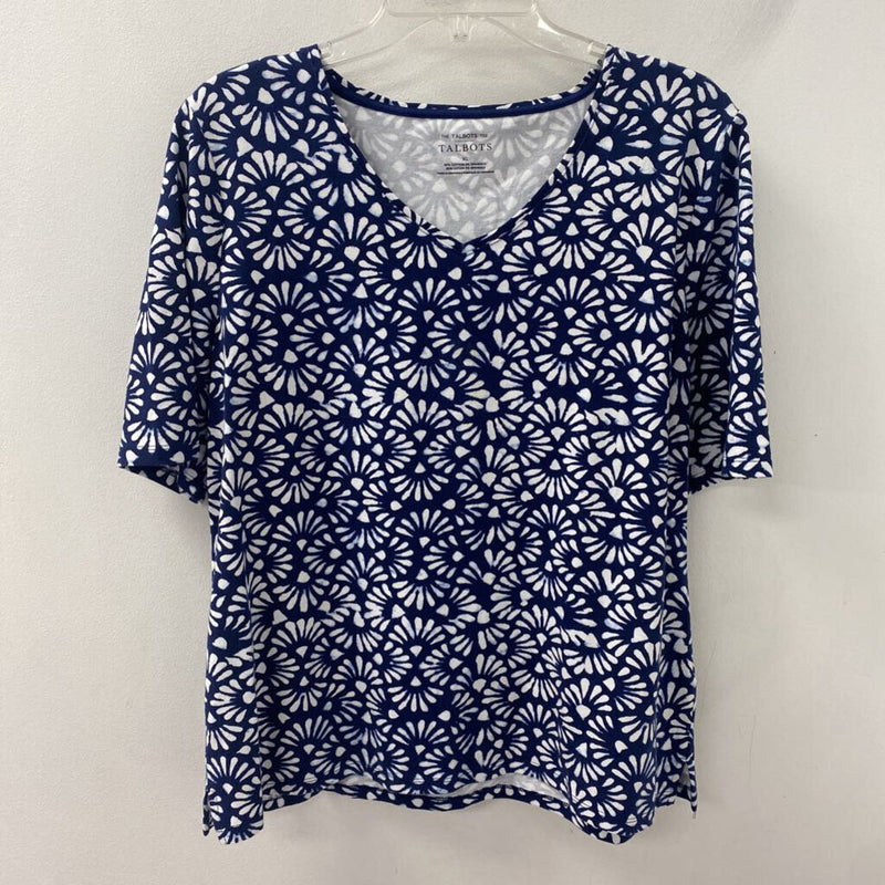 TALBOTS WOMEN'S T-SHIRT navy white XL