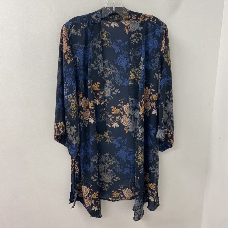 TAHARI WOMEN'S KIMONO/DUSTER navy multi L/XL