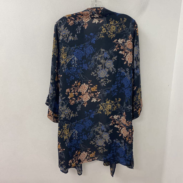 TAHARI WOMEN'S KIMONO/DUSTER navy multi L/XL