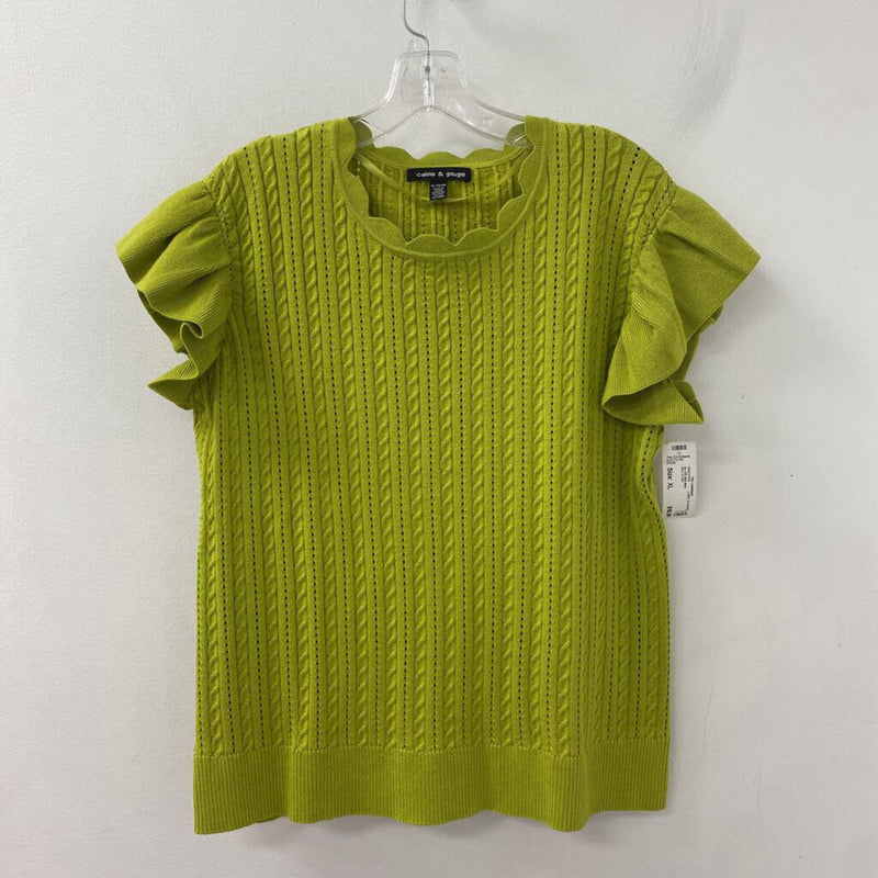 CABLE & GAUGE WOMEN'S SWEATER lime XL