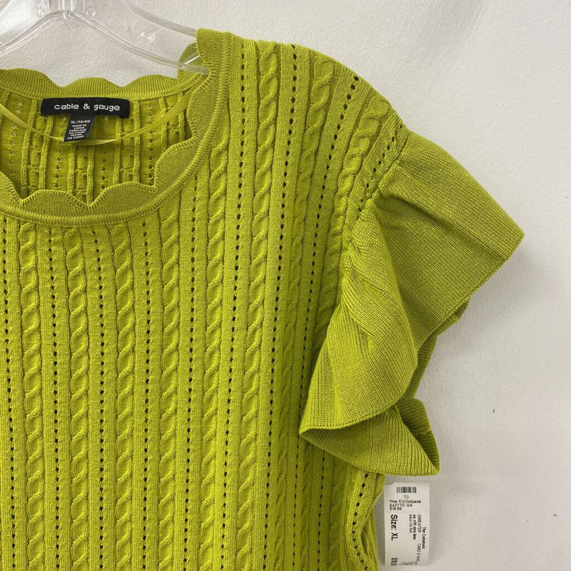 CABLE & GAUGE WOMEN'S SWEATER lime XL