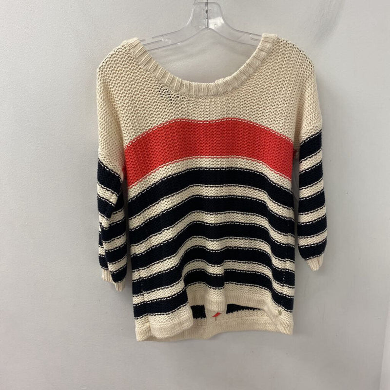 PURE HANDKNIT WOMEN'S SWEATER cream black coral mix S/M