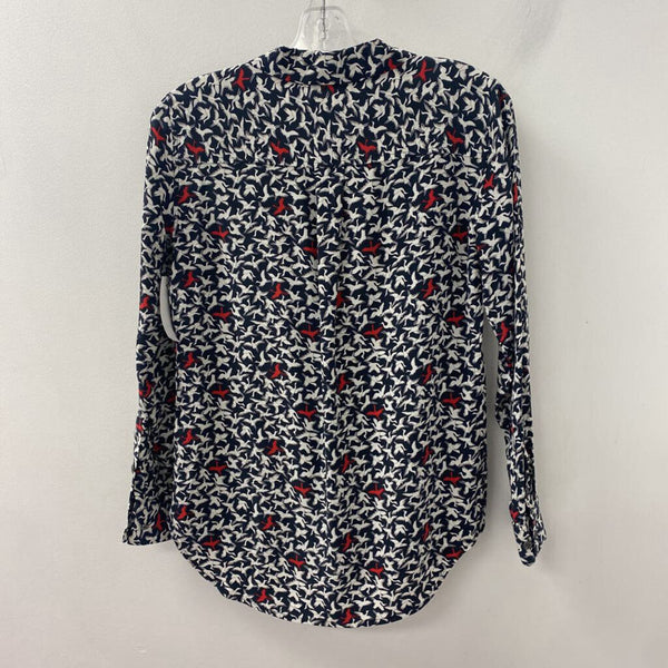 EQUIPMENT WOMEN'S BLOUSE/SHIRT navy cream red mix XS