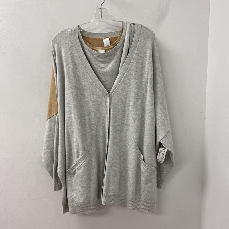 WYNNE LAYERS WOMEN'S PLUS TOP grey camel 3X