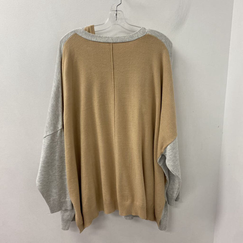 WYNNE LAYERS WOMEN'S PLUS TOP grey camel 3X