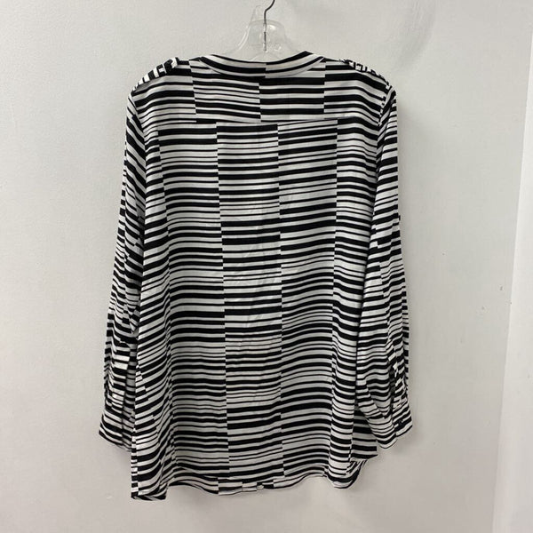 CALVIN KLEIN WOMEN'S PLUS TOP black white 0X