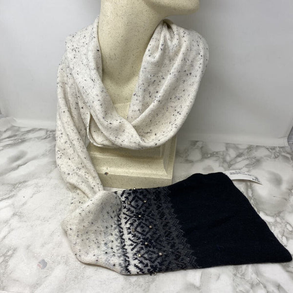 TALBOTS WOMEN'S SCARF/SHAWL black grey ivory