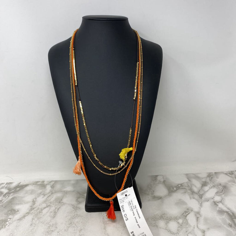 WOMEN'S NECKLACE orange gold mix O/S