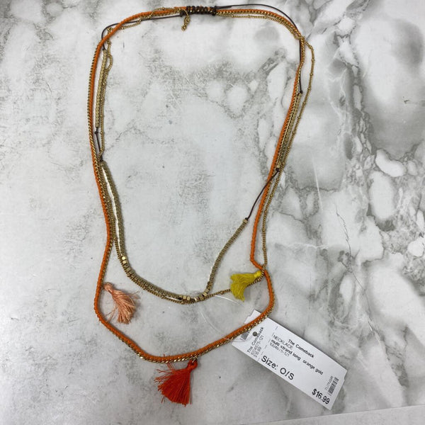 WOMEN'S NECKLACE orange gold mix O/S