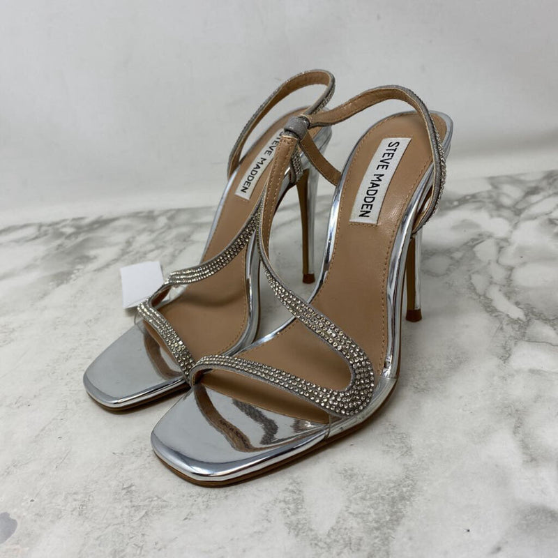 STEVE MADDEN WOMEN'S HEELS silver clear 6