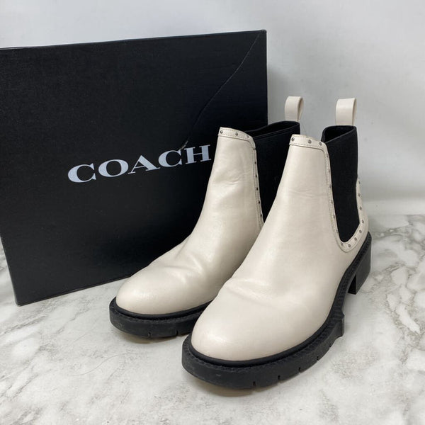 COACH WOMEN'S BOOTS ivory black 8