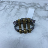 LEATHER ROCK WOMEN'S BRACELET grey gold