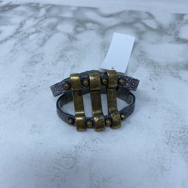 LEATHER ROCK WOMEN'S BRACELET grey gold