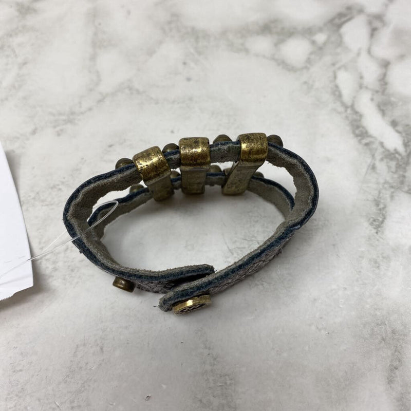 LEATHER ROCK WOMEN'S BRACELET grey gold