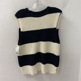 ZARA WOMEN'S SWEATER navy ivory M