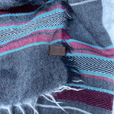 ROOTS WOMEN'S SCARF/SHAWL grey burgundy teal mix O/S