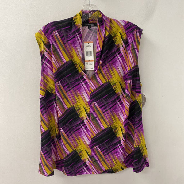 JONES STUDIO WOMEN'S TOP purple yellow black mix 3X