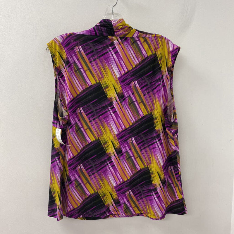 JONES STUDIO WOMEN'S TOP purple yellow black mix 3X