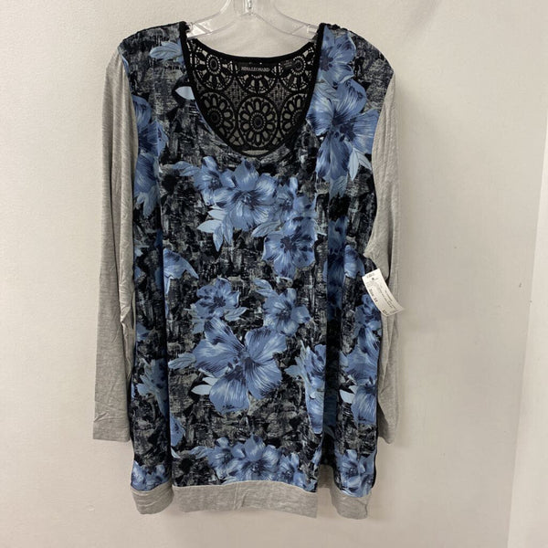 NINA LEONARD WOMEN'S TOP black grey blue mix 3X