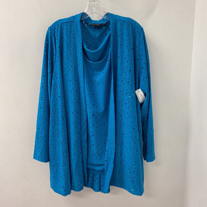 NINA LEONARD WOMEN'S CARDIGAN blue 3X