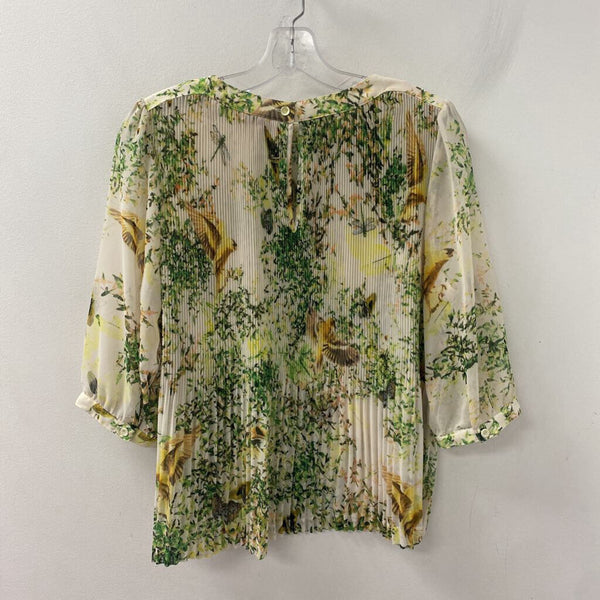 TED BAKER WOMEN'S BLOUSE/SHIRT cream yellow green 8-10/3