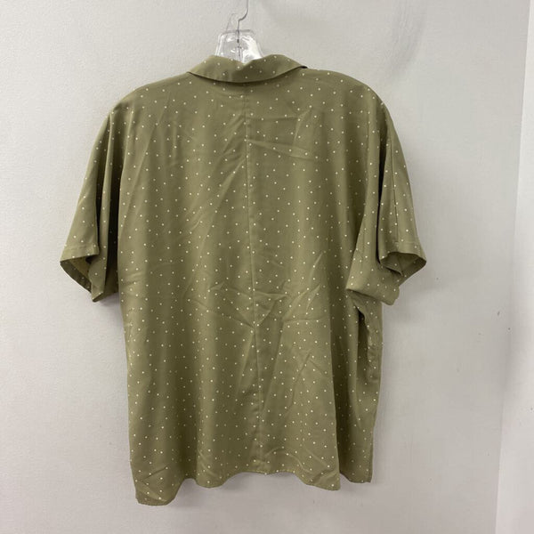 UNIQLO WOMEN'S BLOUSE/SHIRT olive white M