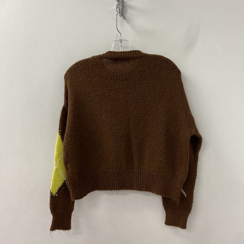 STRADIVARIUS WOMEN'S SWEATER brown yellow white S