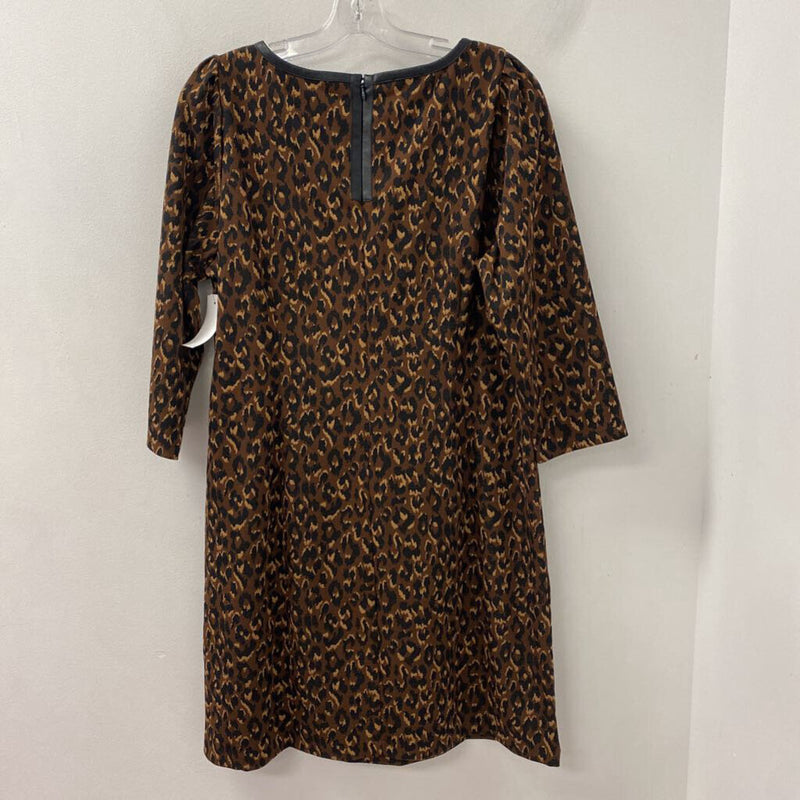 TALBOTS WOMEN'S DRESS brown black leopard print 16P