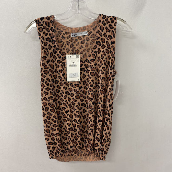 ZARA WOMEN'S TANK/CAMI leopard print L