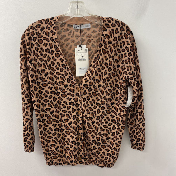 ZARA WOMEN'S CARDIGAN leopard print L