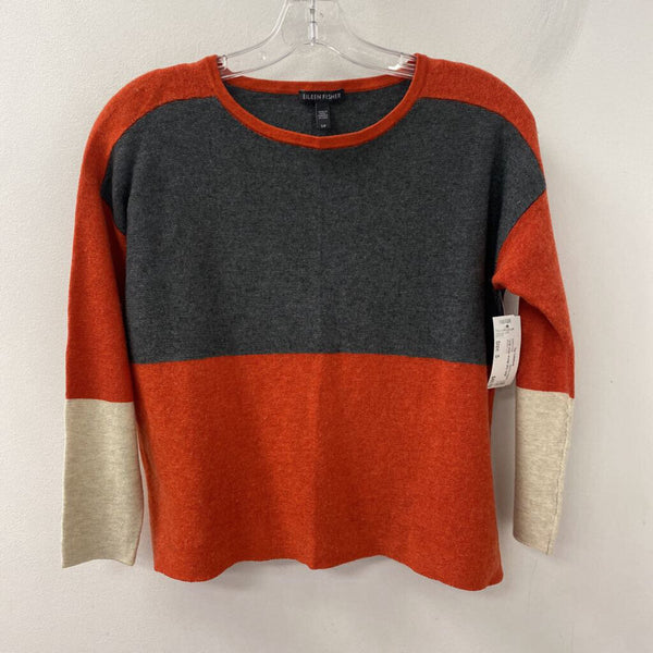 EILEEN FISHER WOMEN'S SWEATER orange grey beige S