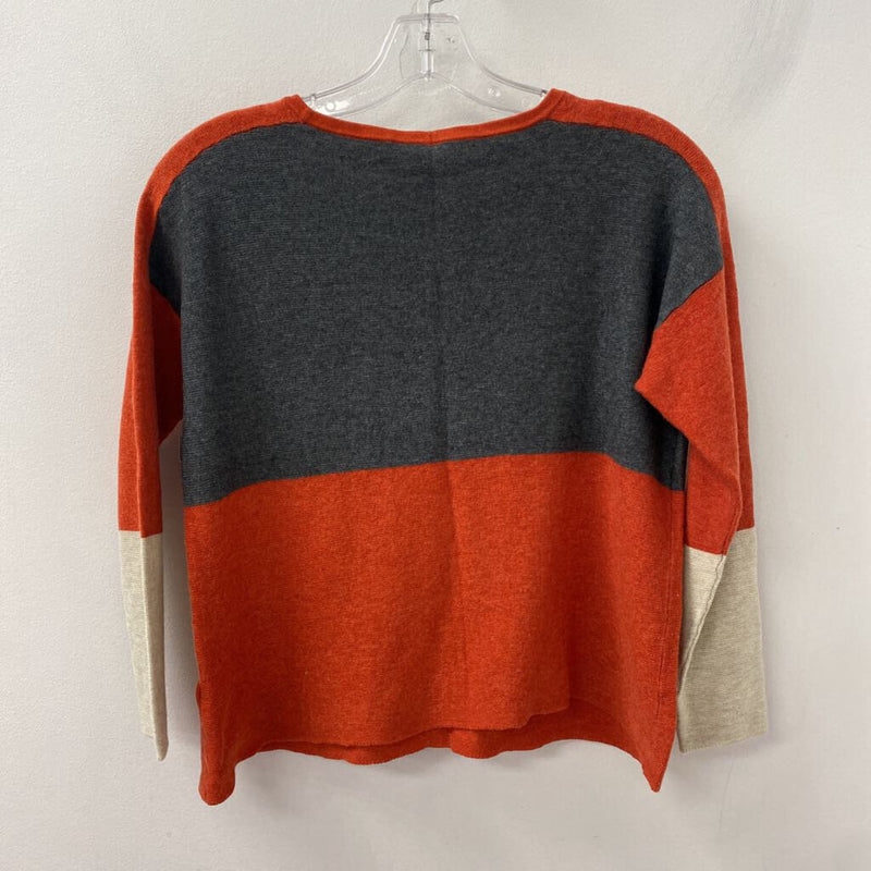 EILEEN FISHER WOMEN'S SWEATER orange grey beige S