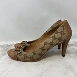 GUCCI WOMEN'S HEELS tan brown mix 38.5