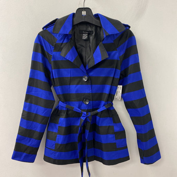 SANDRO WOMEN'S COAT blue black stripe S