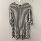 WOMEN'S PLUS TOP grey white stripe 1X