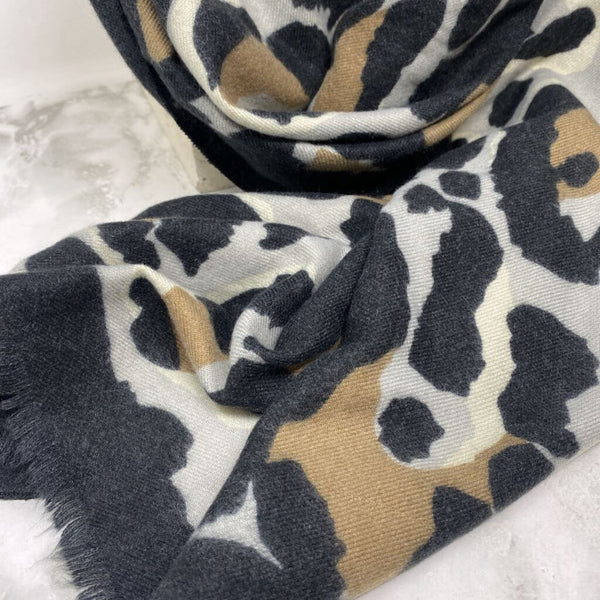 WOMEN'S SCARF/SHAWL tan grey charcoal