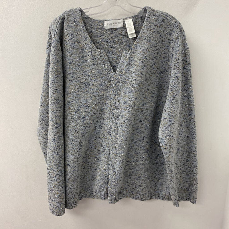 LIZ CLAIBORNE WOMEN'S PLUS TOP grey multi-fleck 3X