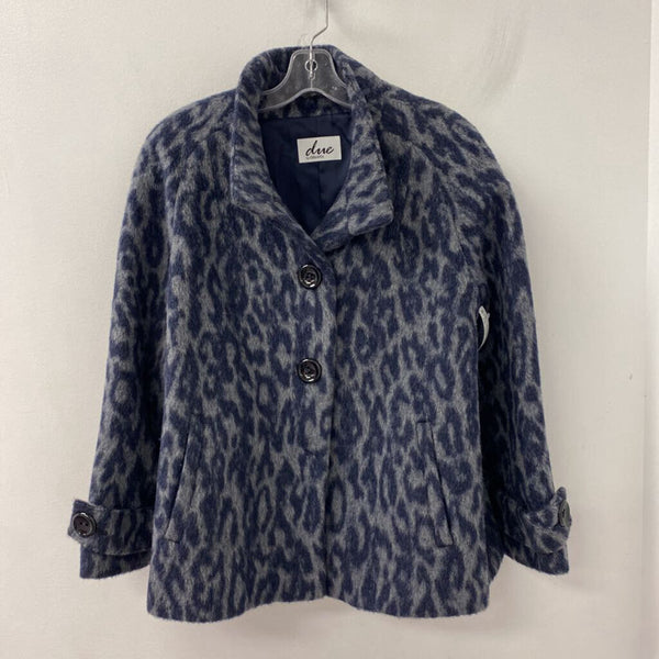 CINZIA ROCCA WOMEN'S COAT grey navy animal print 10