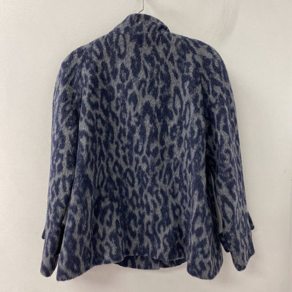 CINZIA ROCCA WOMEN'S COAT grey navy animal print 10